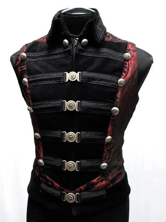 DOMINION VEST - Red/Black Tapestry by ShrineofHollywood steampunk buy now online DOMINION VEST - Red/Black Tapestry by ShrineofHollywood steampunk buy now online