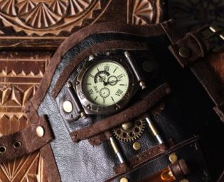 Steampunk cuff watch, Steampunk wristband, Steampunk bracelet, Leather bracelet for cosplay by LullisCraft steampunk buy now online