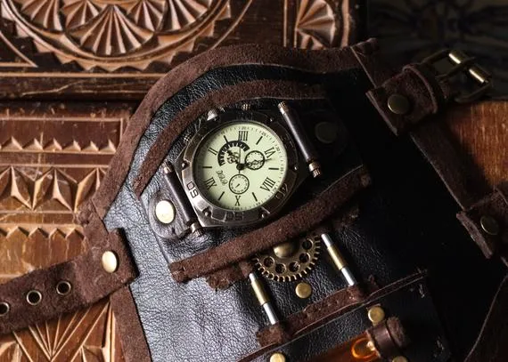 Steampunk cuff watch, Steampunk wristband, Steampunk bracelet, Leather bracelet for cosplay by LullisCraft steampunk buy now online Steampunk cuff watch, Steampunk wristband, Steampunk bracelet, Leather bracelet for cosplay by LullisCraft steampunk buy now online