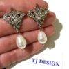 Victorian Wedding Earrings, Pearl Drop Earrings, Gothic Bridal Earrings, Teardrop Wedding Jewelry, Steampunk Bridal Jewelry, GOTHICA by YJDesign steampunk buy now online