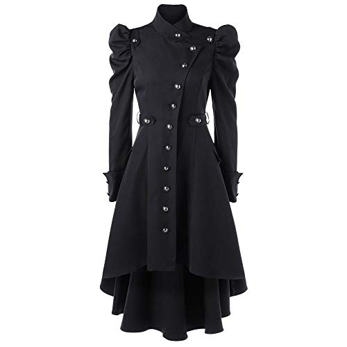 BURFLY Women's Retro Tailcoat, Vintage Tuxedo Buttoned Down Midi Trench Coat, Victorian Overcoat Medieval Fancy Dress Gothic Steampunk Uniform European Costume, Plus Size 10-18 UK Black steampunk buy now online