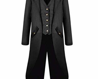 VERNASSA Mens Steampunk Vintage Tailcoat Jacket Gothic Victorian Medieval Halloween Costume Coat, XL, Black steampunk buy now online