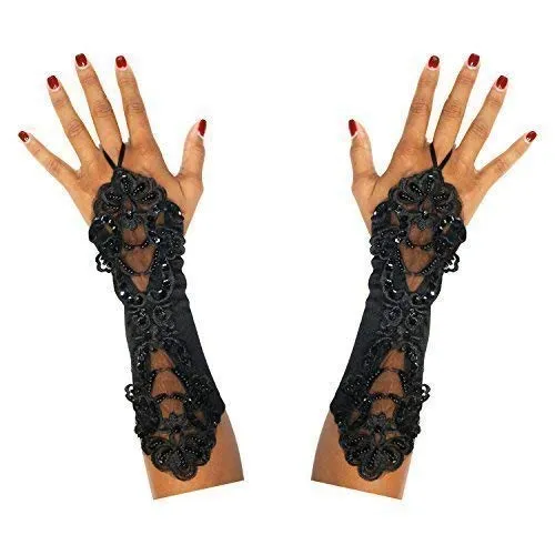 Robelli Long Finger Loop Gloves Steampunk Goth Day of the Dead Halloween Bridal steampunk buy now online
