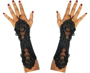 Robelli Long Finger Loop Gloves Steampunk Goth Day of the Dead Halloween Bridal steampunk buy now online