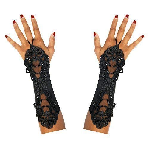 Robelli Long Finger Loop Gloves Steampunk Goth Day of the Dead Halloween Bridal steampunk buy now online