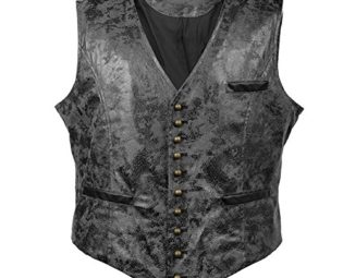 Bslingerie® Mens Steampunk Faux Leather Waistcoats Vest (L, Black Vest) steampunk buy now online