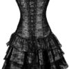 EUDOLAH Sexy Corset Gothic Boned Dress Bustier Clubwear Lingerie Set for Women (UK Size 10-12 (L), Black) steampunk buy now online