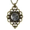 Antique Bronze Gothic Stone Pentagram Glass Filigree Pendant Necklace 161-BFN + 24" Inch Chain by KasketKustomsOnline steampunk buy now online