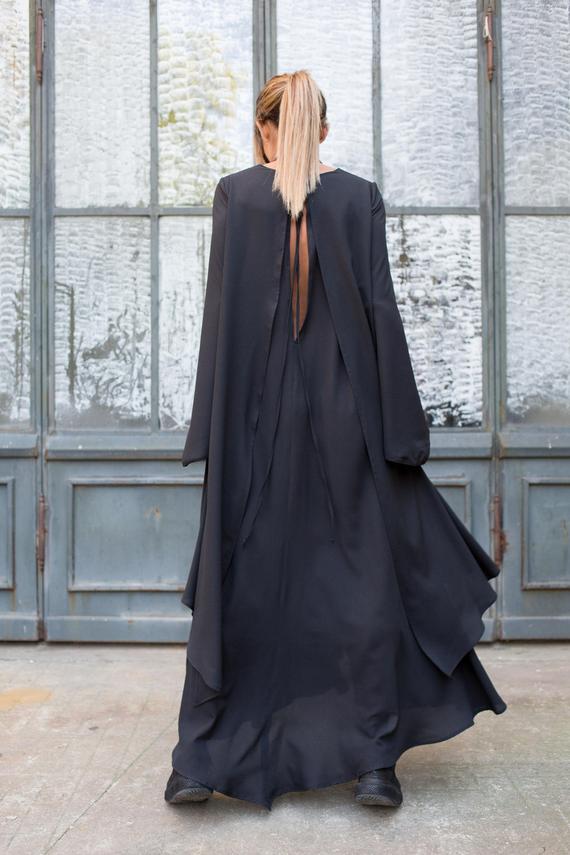 Asymmetrical Dress, Avant Garde Clothing, Maxi Kaftan, Plus Size Clothing, Black Maxi Dress, Plus Size Maxi Dress, Long Dress, Gothic Dress by IllummineeFashion steampunk buy now online