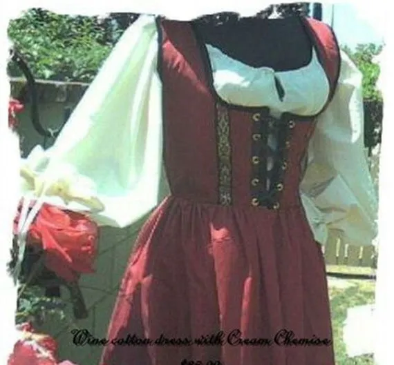 Cotton Renaissance dress gown pirate wench costume steampunk wine by RebeccasRenaissance7 steampunk buy now online