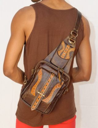 Cross body Messenger Leather Bag -PURO by ELLKO steampunk buy now online