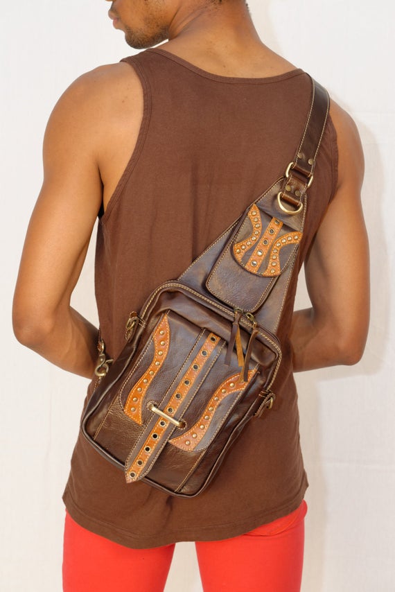 Cross body Messenger Leather Bag -PURO by ELLKO steampunk buy now online