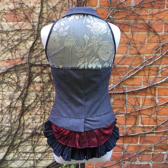 Double Breasted XS Steampunk Bustle Vest Black Historical Victorian Festival Fashion XSmall by Embody steampunk buy now online
