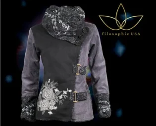 Elegant Jacket, Winter Coat ,Women Embroidered Jacket, 1970s Style Steampunk Gifts Gray/Black Jacket & Coats, Handcrafted Clothing for Women by FilosophieUSA steampunk buy now online