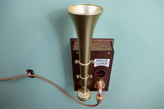 Heraldic Clarion Working Steampunk Door Horn by SteamheadInventions steampunk buy now online