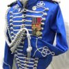 Men's Military 5 pcs Hussar Officer jacket in Royal blue with silver Ropes Medals,Aiguillette, Epaulettes & Cravat available to fit 42"44"46 by SteamEraProduction steampunk buy now online