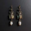 Scarab Abalone Earrings | Opalescent Egyptian Beetle | Art Deco Earrings | Art Nouveau Earrings | Vintage Earrings | Statement Earrings by NordicNoir steampunk buy now online