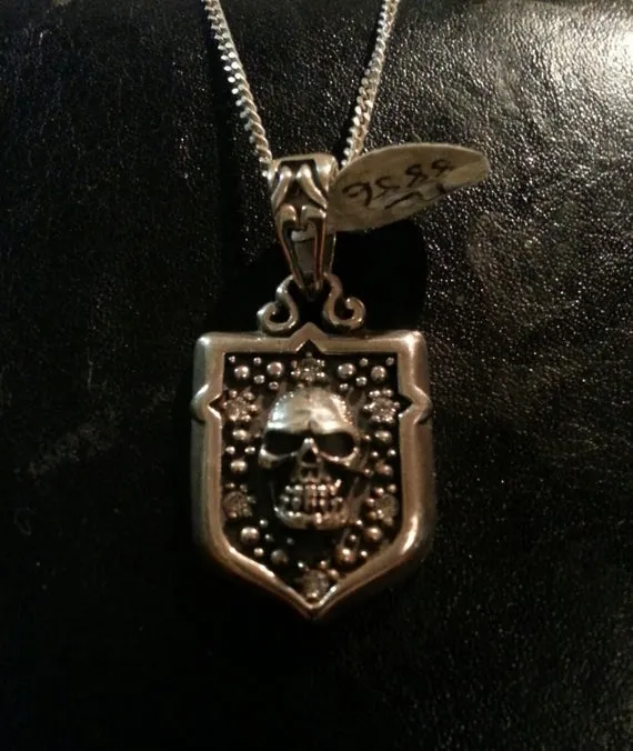 skull shield sterling silver pendant victorian steampunk rockabilly biker gothic punk by JewelrywitAttitude steampunk buy now online skull shield sterling silver pendant victorian steampunk rockabilly biker gothic punk by JewelrywitAttitude steampunk buy now online