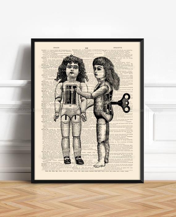 Steampunk Decor Vintage Doll Decor Steampunk Wall Art Christmas Gifts Hipster Wall Decor Gift For Kid Victorian Machine Home Dorm 233 By Madamebricolagepress Buy Online