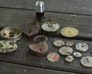 Vintage Steampunk Set,Watches Parts,Vintage Padlocks,Steampunk Watch Movements,Steampunk Supplies,Retro Watch Movements,Old Microscope lens by VintageHeritageShop steampunk buy now online