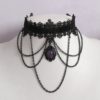 Black Gothic Choker Amethyst Choker Stone Choker Lace Chains Necklace Jewelry by LilacatDesigns steampunk buy now online
