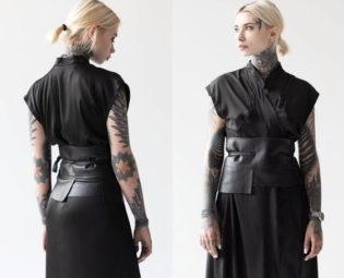 Gothic corset belt, waist body harness, faux leather wide bondage, steampunk punk rock post apocalyptic accessories, black waistband, A0114 by MDNT45 steampunk buy now online