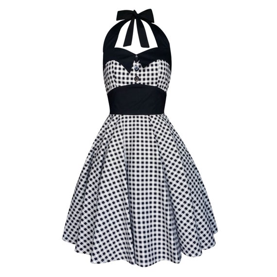 Plus Size Black White Checkered Gingham Dress Vintage Rockabilly Dress PinUp Dress 50s Retro Party Dress Steampunk Dress by LadyMayraClothing steampunk buy now online