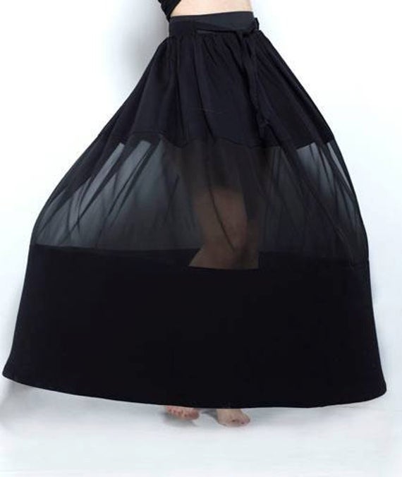 Plus Size Maxi Skirt, Chiffon Skirt, Full Circle Skirt, Gypsy Skirt, Steampunk Skirt, Floor Length Skirt, Boho Maxi Skirt, Flowy Skirt by RALELE steampunk buy now online