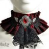 Red choker with a black jabot and wings - Victorin princess, Fantasy collar, Red Wedding accessories, Angle wings, Vampire queen neck corset by Vilindery steampunk buy now online
