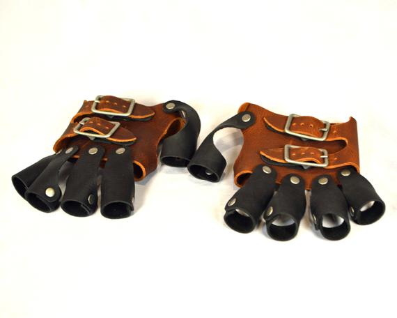 Steampunk Gloves: Black and Braown Half Finger Gloves - Size Large by RavenCraftLeather steampunk buy now online