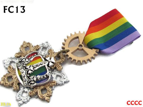 Steampunk pin badge brooch medal filled crown rainbow pride LGBT #MFC13 by CaptainCumberpatch steampunk buy now online