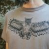 Tee Shirt Men's Gas Mask Owl Steampunk Screen Print Meteorite Tan Organic Cotton by SundialArtsApparel steampunk buy now online