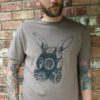 Tee Shirt Men's Gas Mask Rabbit Steampunk Gears Screen Print Tan Organic Cotton by SundialArtsApparel steampunk buy now online