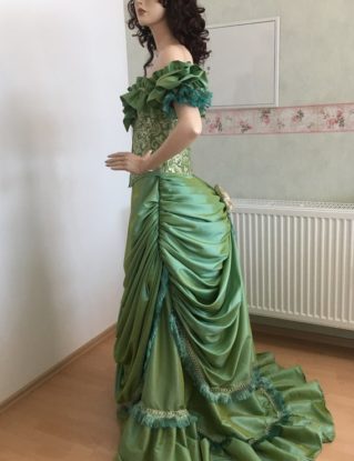 Victorian bustle Dress with Hat & Necklace Brocade Bustle Gown by GlamourEpoque steampunk buy now online