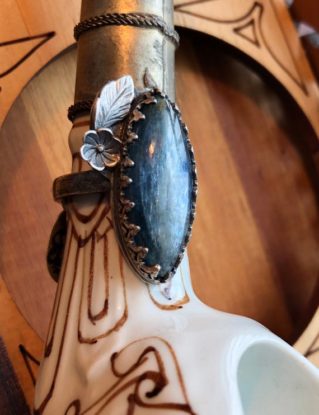 Blue Kyanite and sterling silver statement ring by Wildarabesque steampunk buy now online