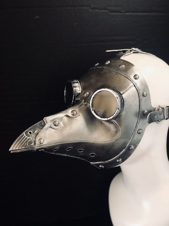Charcoal masquerade mask plague theme wedding prom survival cosplay Masks Faux Leather Ornate Nose beak Bird doctor Giovanni mask by HigginsCreek steampunk buy now online