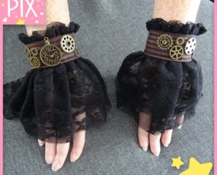 Clasp, lace and gears Steampunk bracelet by GeekettePix steampunk buy now online