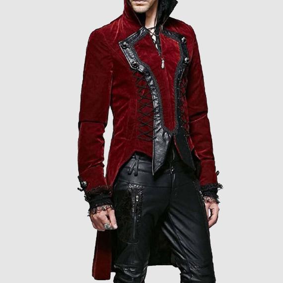 Gents fashion velvet coat,Punk Rave Braided Gothic Tailcoat Jacket by JUdesignsGB steampunk buy now online