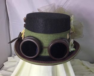 Green goggle TOP HAT victorian ,steampunk ,renaissance ,faire ,cosplay sz SMALL by RedWyvernStudioHats steampunk buy now online