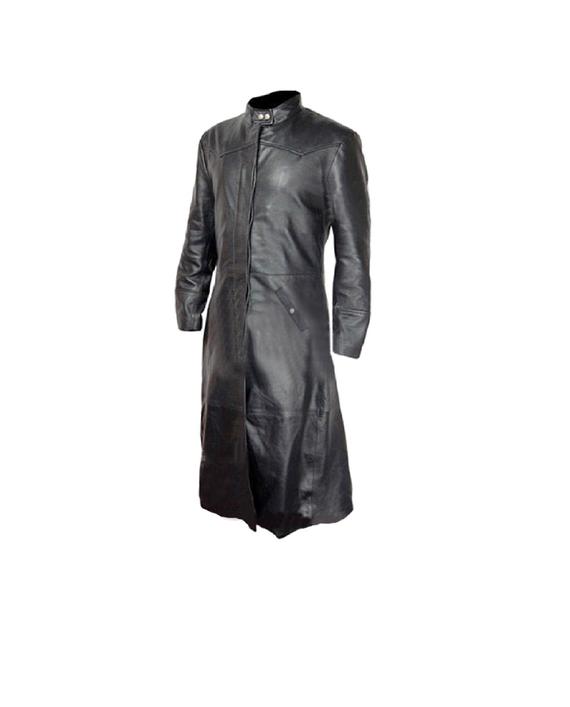 Mens Black Trench Coat Steampunk Gothic Long Coat Leather Coat Trench Coat Real Cow Leather Long Coat- Hand Made Real Leather Coat by LeatherExpertsItaly steampunk buy now online