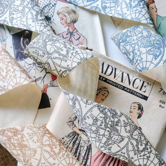 Vintage Map Ribbon, Natural Ivory Canvas Antique Globe Printed Old World Map Ribbon 2" inch width 2 yards by JoyfullyTreasured steampunk buy now online