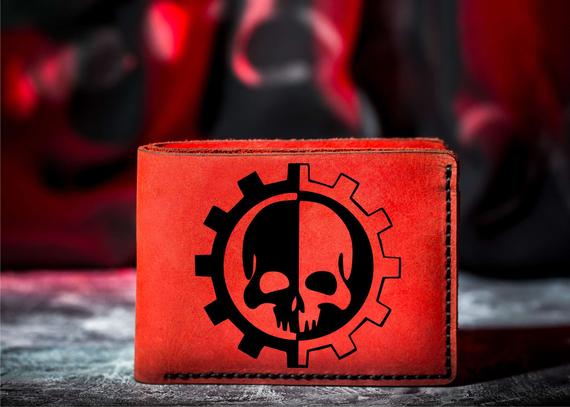 Adeptus Mechanicus Leather Wallet Warhammer 40k Universal Card Bifold Groom Men Wallet, Space Marine Birthday Wedding Gift wallet by DarknessHere steampunk buy now online