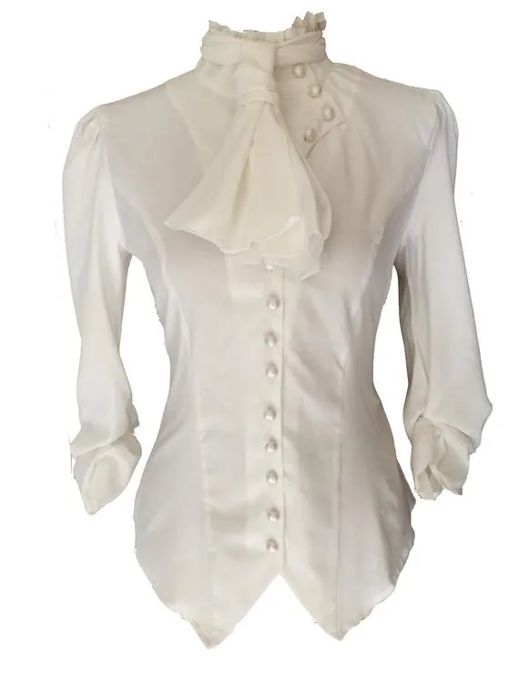 Ivory White Gothic Victorian Steampunk Pirate Cravat Renaissance Blouse Shirt by GothicRockabilly steampunk buy now online Ivory White Gothic Victorian Steampunk Pirate Cravat Renaissance Blouse Shirt by GothicRockabilly steampunk buy now online