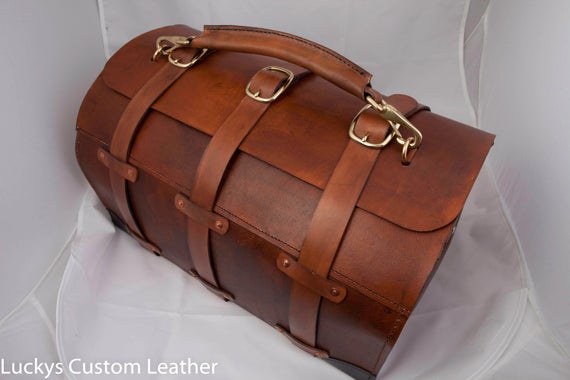 Leather Travel Bag Pilots Bag Doctors Bag Overnight Bag Custom Leather Bag Steampunk bag by LuckysCustomLeather steampunk buy now online