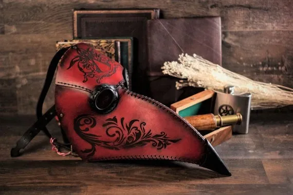 Plague Doctor Mask Leather Steampunk Brown Black costume larp medieval assassin alchemist cosplay by OutcastProps steampunk buy now online