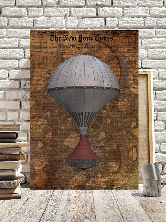 Steampunk Canvas Pictures Vintage Grunge Hot Air Balloon Industrial Fantasy Box Canvases Steampunk Pictures #13 by LeArtPrint steampunk buy now online