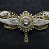 Steampunk Winged Bronze Dragonfly Pin Badge Brooch featuring gold, copper, and silver cogs & gears, and silver wings by KindHeartsEmporium steampunk buy now online