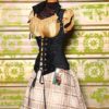 VixenCorset in Black Brush Stroke Upholstery with Black Grommets by damselinthisdress steampunk buy now online