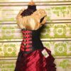 Wench Corset in Black with Red Pirate Trim and Buttons by damselinthisdress steampunk buy now online