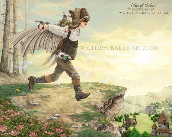 Whimsical Art - Fairy Art - Art for Girls Room - Girls Nursery Art - Fairy Nursery Decor - Steampunk Art - Fairy Wings - Fairies - Fairy by CherylBakerArt steampunk buy now online